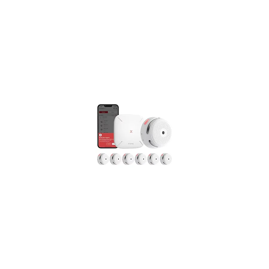X-Sense Akıllı Duman Dedektörü, Tespit Baz İstasyonlu Güvenlik Kiti,Wi Fili( 1 Ad SBS50+6 Ad XS01-M) Model FS61 - 6'lı Set