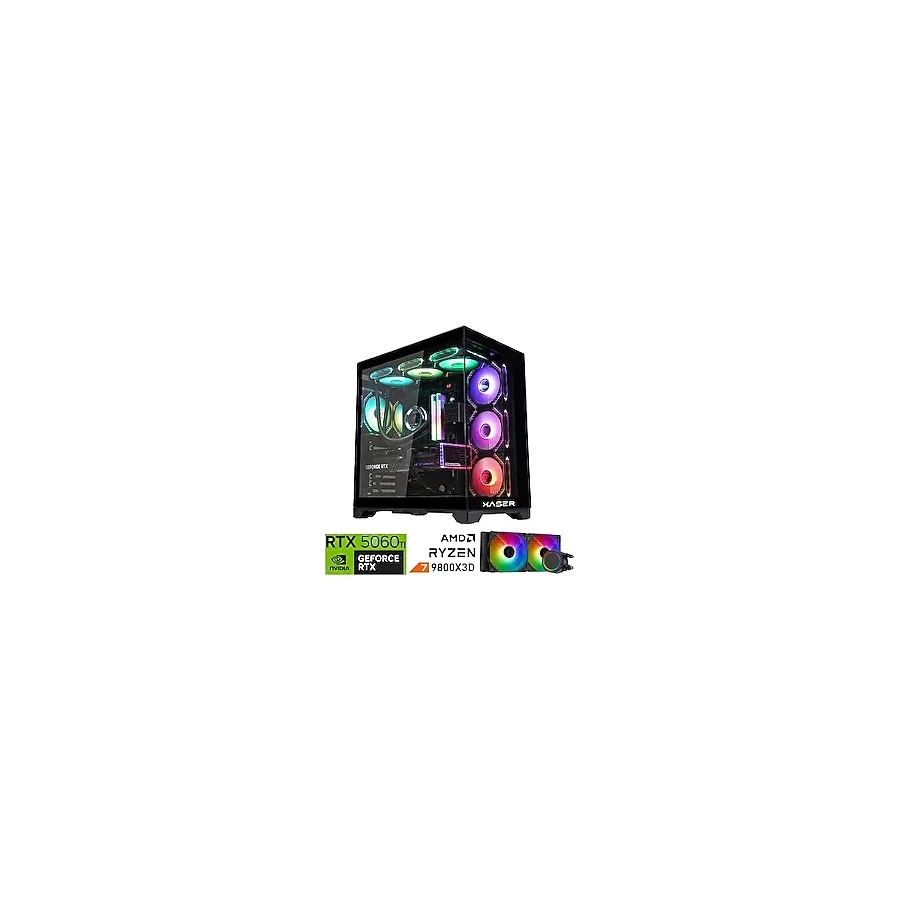 Xaser Lexus x500 AMD Ryzen 7 9800X3D 16 GB DDR5 RAM 1 TB M.2 NVMe SSD 8 GB RTX5060 Ti FreeDOS Masaüstü Oyun Bilgisayarı