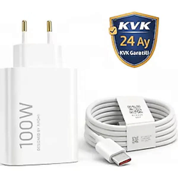 Xiaomi 100W (Watt) Typ-C Hızlı Şarj Aleti Adaptörü Kablo Seti ( Kvk Teknik Servis Garantili ) - Beyaz