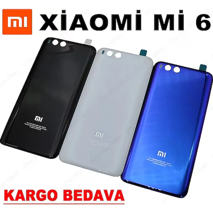 Xiaomi Mi 6 Arka Kapak Batarya Pil Kapağı Cam siyah