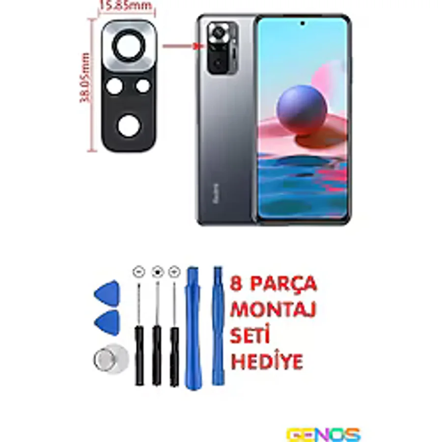 Xiaomi Redmi Note 10 Pro Arka Kamera Camı Kamera Camı Lensi + Montaj Set