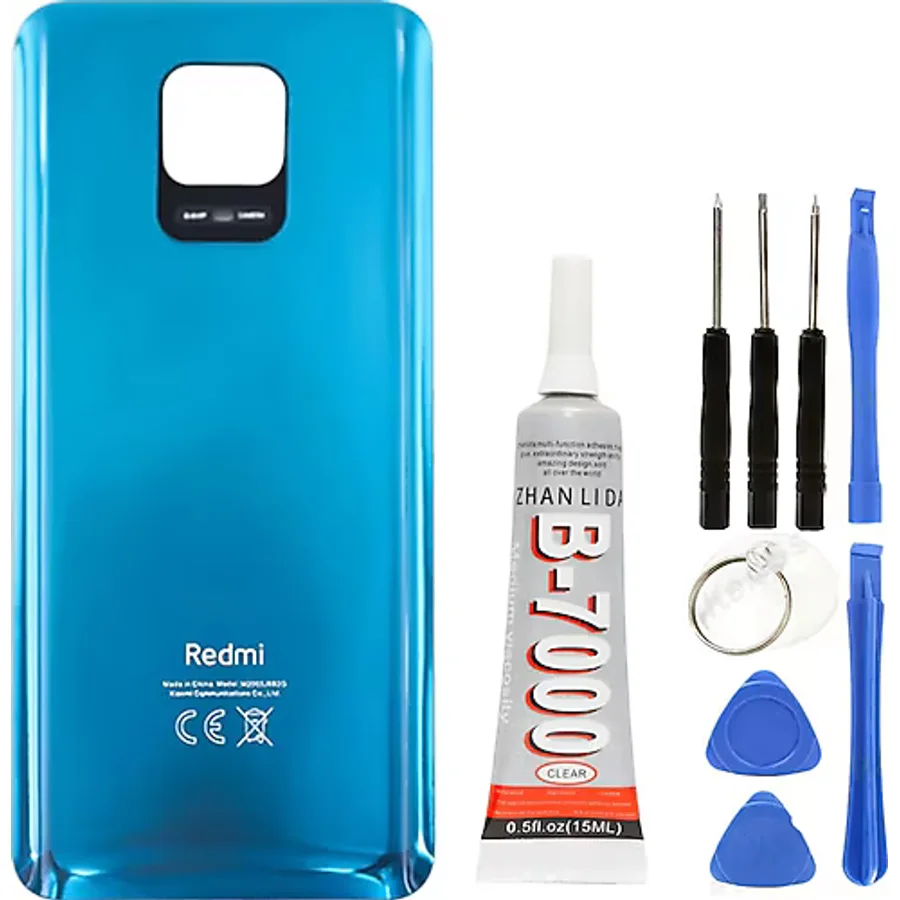 Xiaomi Redmi Note 9 Pro Arka Cam Batarya Pil Kapağı + B7000 15Ml (368851031) mavi