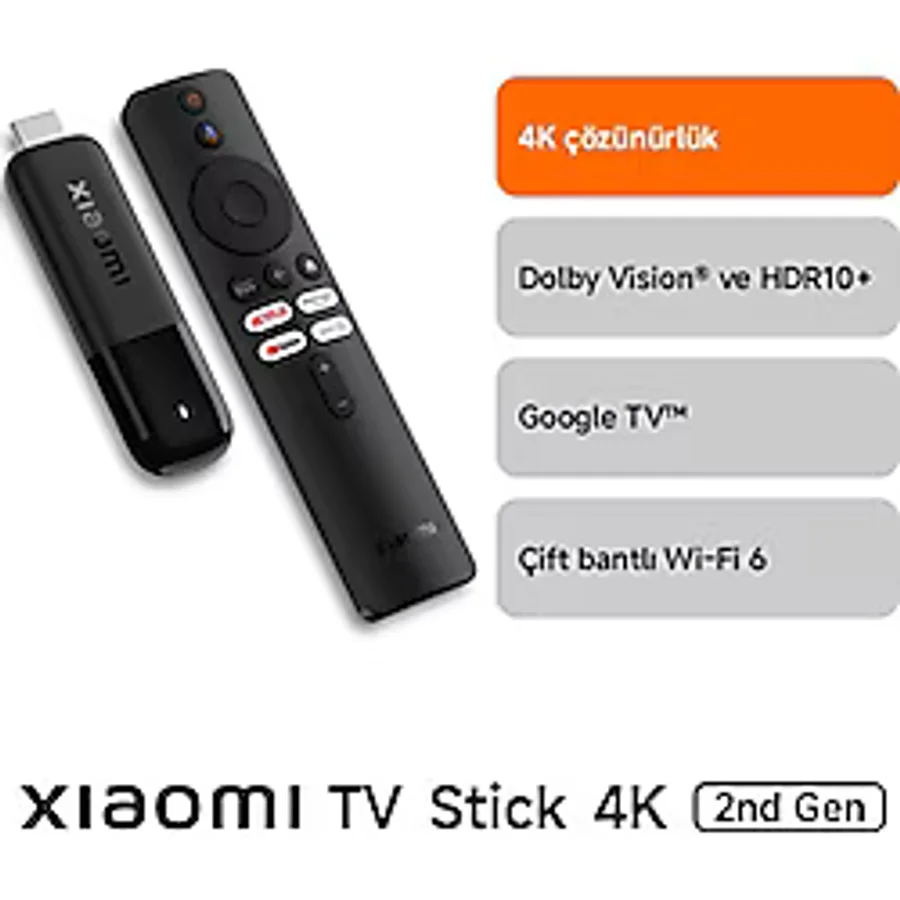 Xiaomi TV Stick 2. Nesil Dolby Vision & HDR10+ 4K 2nd Gen Android Medya Oynatıcı