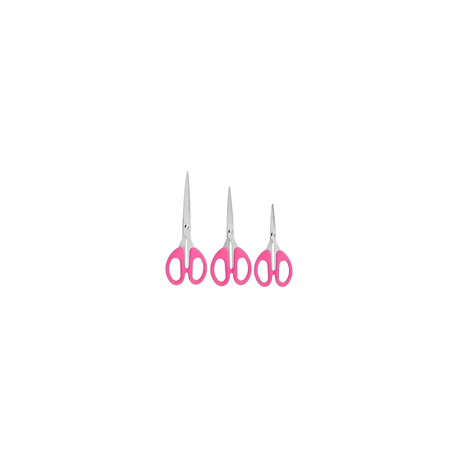 Xolo Ofis Kırtasiye Makası Çok Amaçlı Makas Mini Büyük Makas Kağıt El Işi Makası XS180 - Açık Pembe - Koyu Pembe - 10-16-20cm