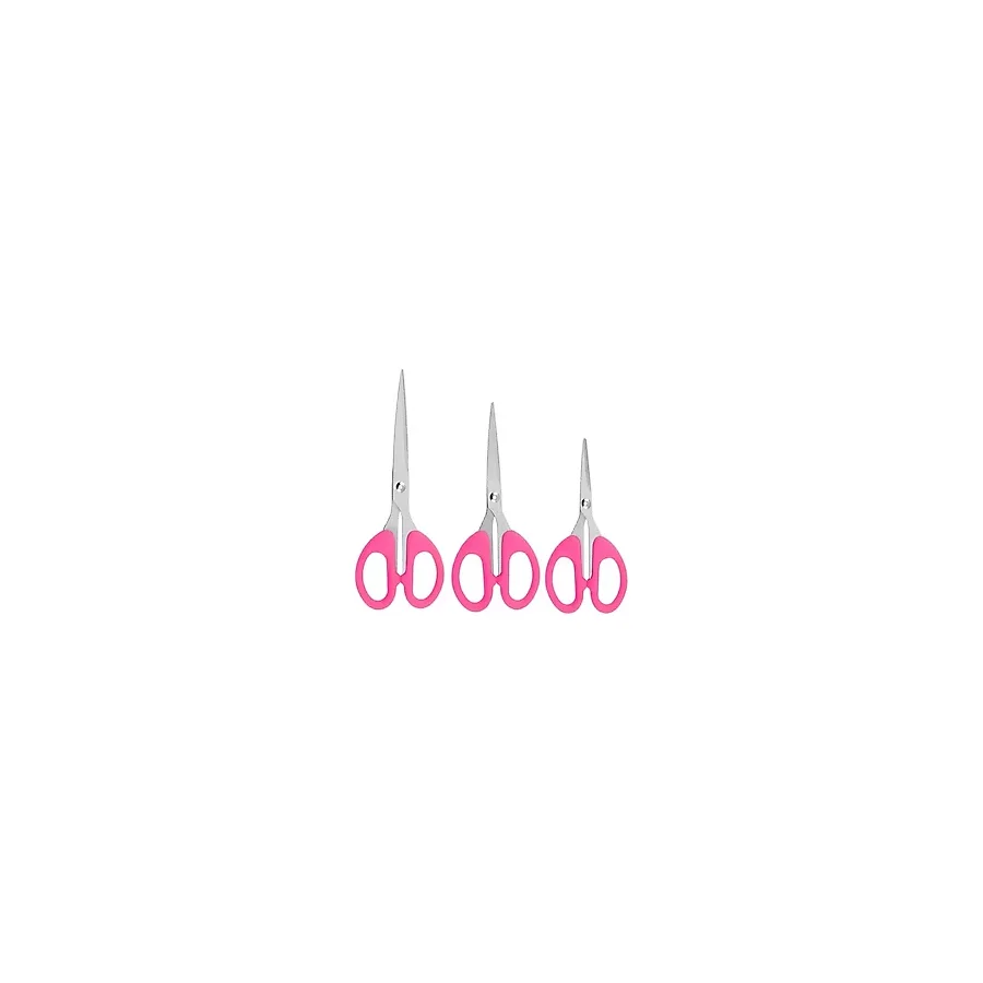 Xolo Ofis Kırtasiye Makası Çok Amaçlı Makas Mini Büyük Makas Kağıt El Işi Makası XS180 - Açık Pembe - Koyu Pembe - 10-11-13cm