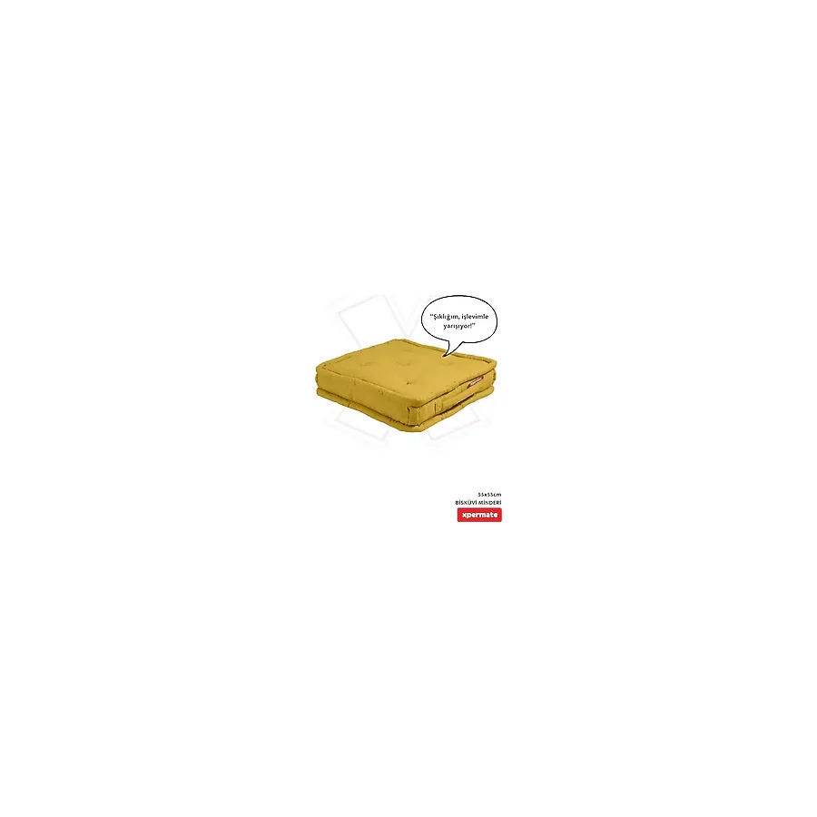 XPERMATE Bisküvi Minder Petek Önü Palet Üstü Minderi Fransız Minder Bank ve Bahçe Minderi 55x55x14 cm (Sarı)