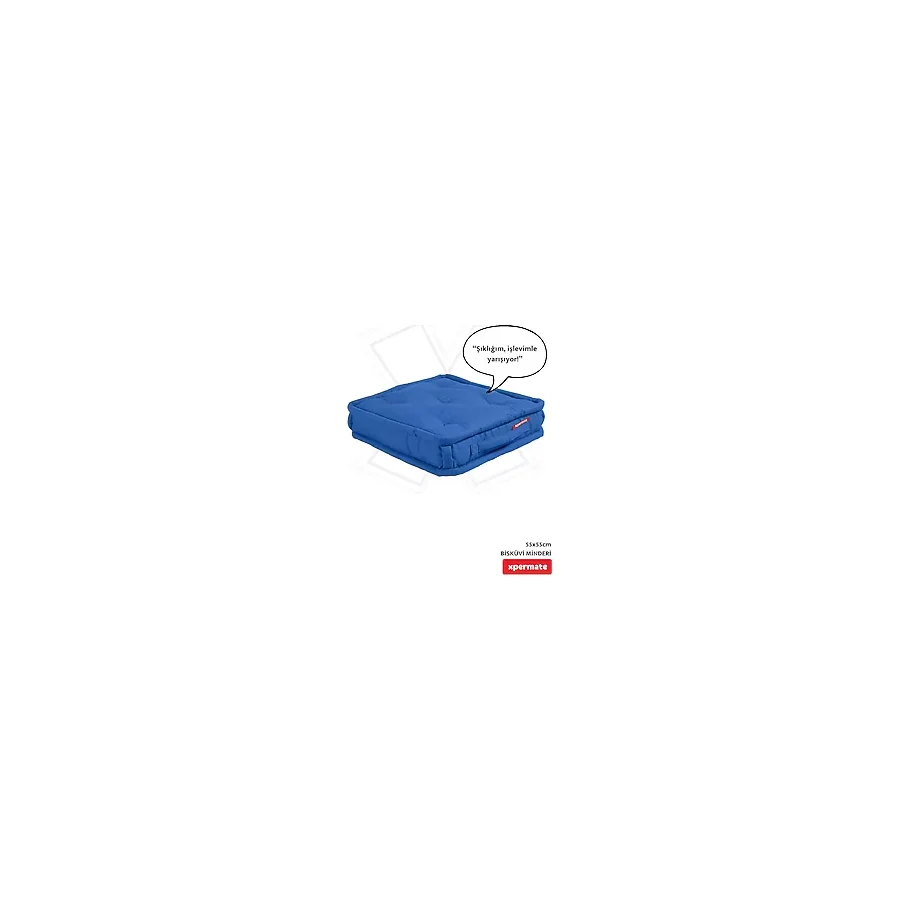 XPERMATE Bisküvi Minder Petek Önü Palet Üstü Minderi Fransız Minder Bank ve Bahçe Minderi 55x55x14 cm (Mavi)