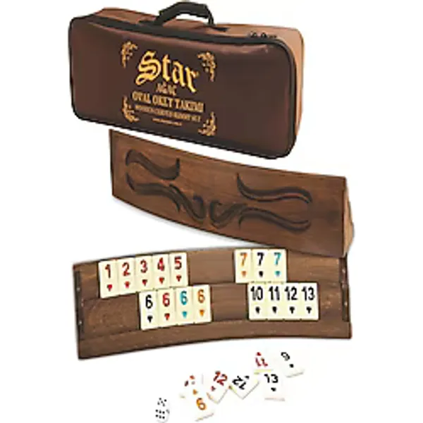 Xsay Star Oymalı Oval Ağaç Okey Takımı 1010471 Ahşap Malzeme ile Eğlenceli Oyun Deneyimi