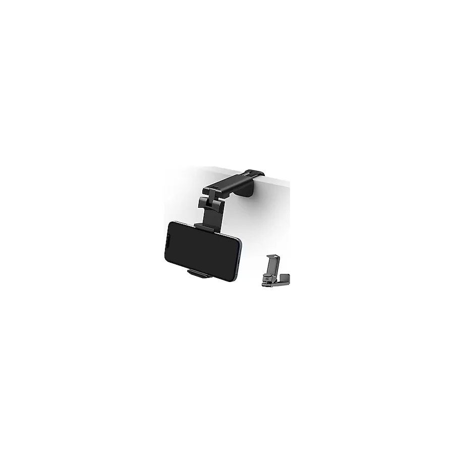 Xspring Cep telefonu tutucusu, Evrensel Uçak İçi Telefon Tutucu, 360 Derece Dönebilir Katlanabilir Tablet Telefon Askısı, Cep Boyutunda Seyahat Aksesuarı (Siyah)
