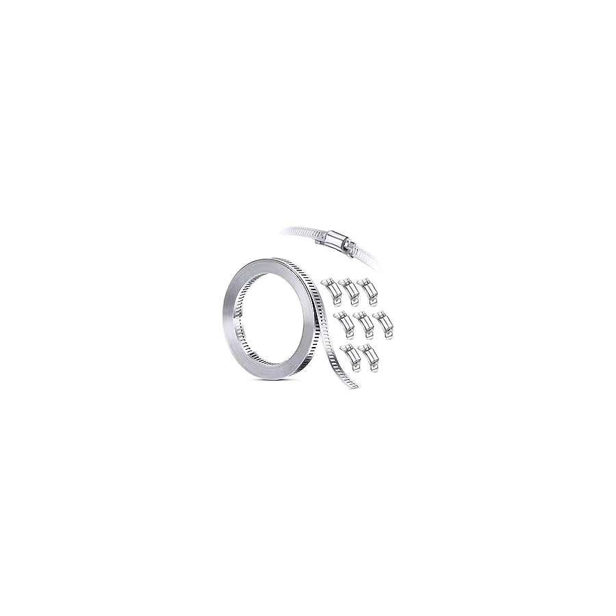 Xspring Paslanmaz çelik hortum kelepçesi, 304 kalite paslanmaz çelik hortum kelepçesi seti, 350cm kesilebilir metal şerit ve 8 güçlü bağlantı elemanı ve yakıt hattı için metal hortum kelepçeleri