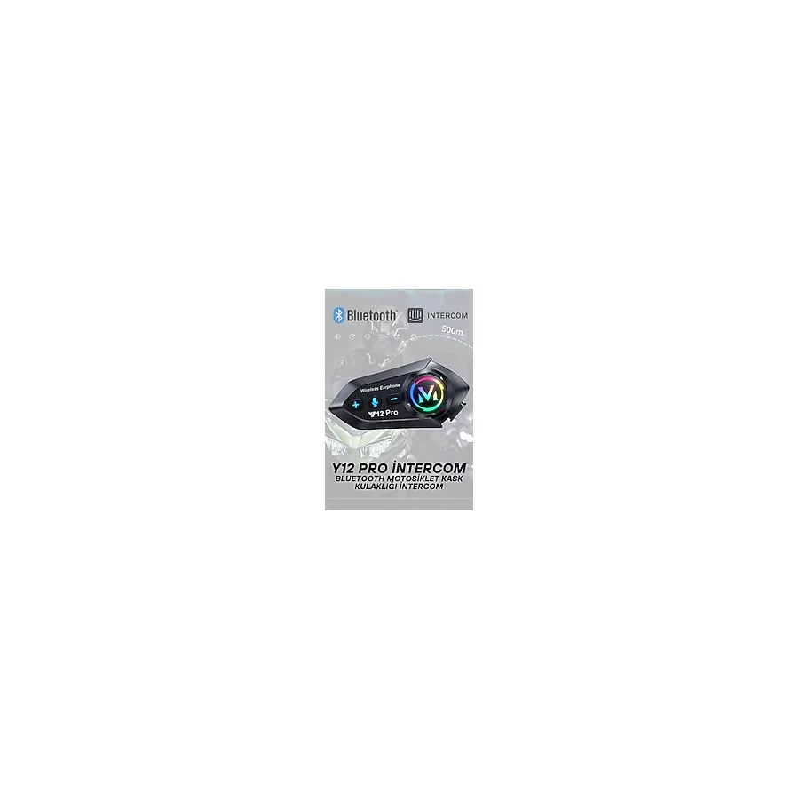Y12 Pro Intercom Bluetooth Motosiklet Kask Kulaklığı Intercom Kulaklık - Siyah