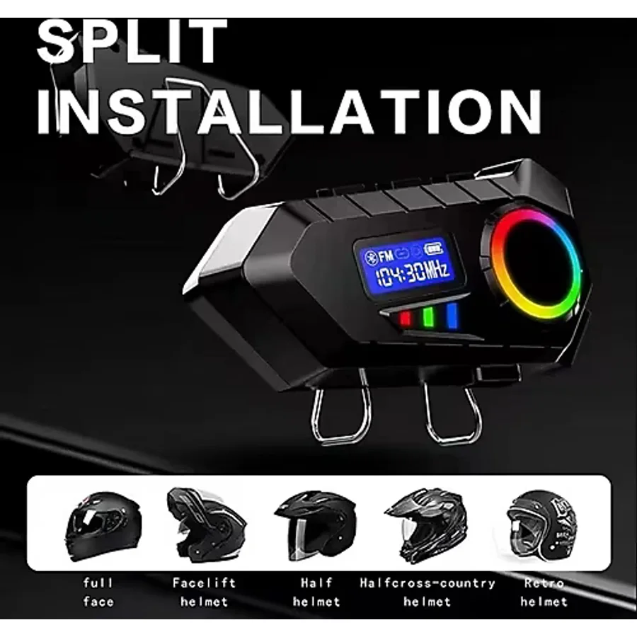 Y30 Kask Kulaklık Bluetooth Motosiklet Kulaklık Rgb Radyolu Intercom - Siyah