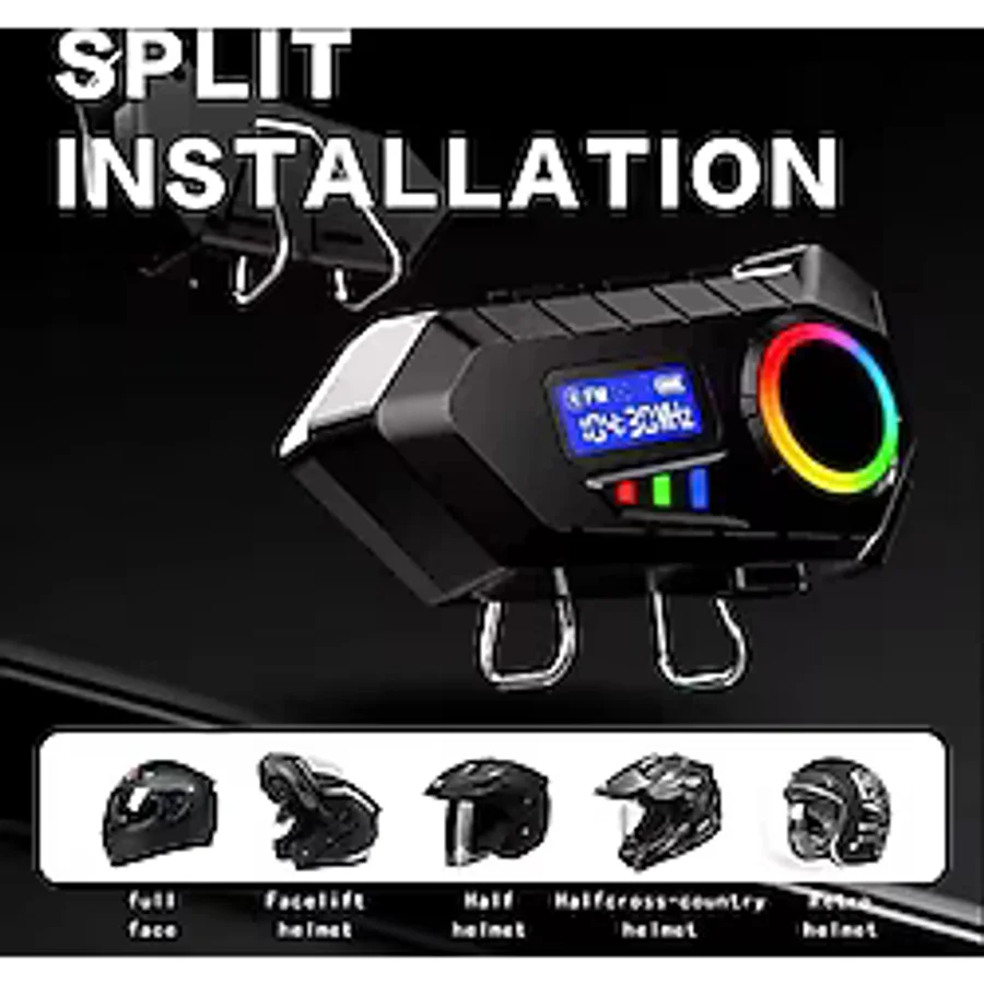 Y30 Kask Kulaklık Bluetooth Motosiklet Kulaklık Rgb Radyolu Intercom - Siyah