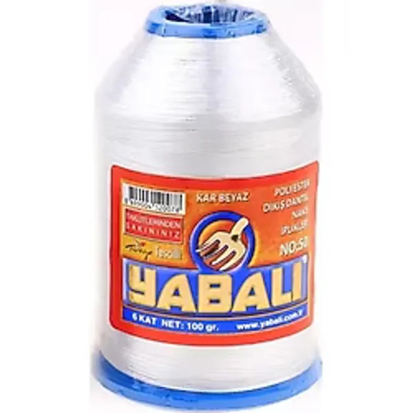 Yabalı Polyester Dikiş Dantel Oya İpliği Kar Beyaz 100 Gram 1 Adet NO : 50