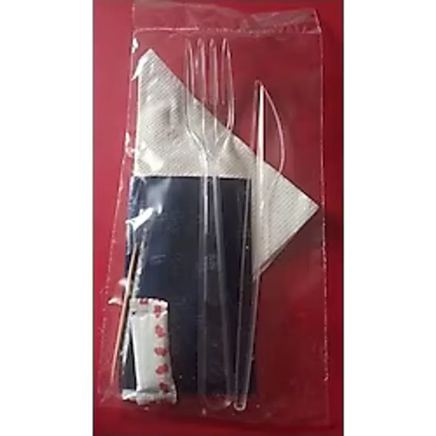 Yağız Tedarik 6 Lı Lüks Ikram Seti Çatal+Bıçak+Tuz+Kürdan+Islak Mendil+ Peçete 25'li Paket - .