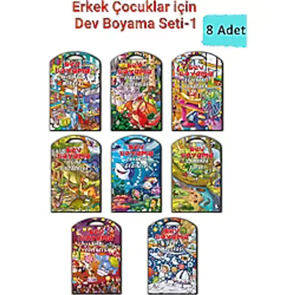Yağmur Çocuk Erkek Çocuklar İçin Dev Boyama Setleri, Dinozor, Uzay, Okyanus.. Temalı 8 Adet (67.5 X 100 Cm)