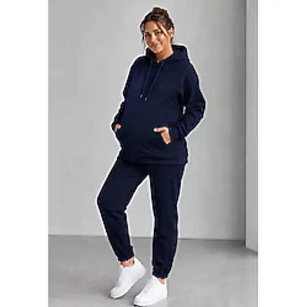 YAKAMEL HAMİLE 3 İPLİK ŞARDONLU KAPÜŞONLU SWEATSHIRT PAÇASI LASTİKLİ EŞOFMAN TAKIMI