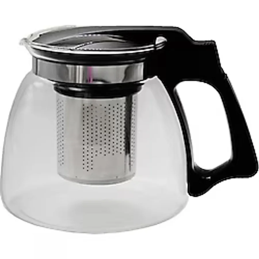 Yakut 900 ml Çelik Süzgeçli Cam Demlik - Siyah