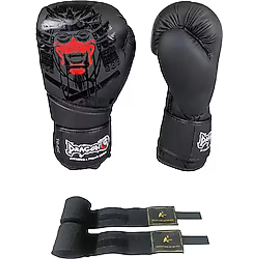 Yakuza Kick Boks Eldiveni Bokseldiveni Muay Thai Eldiveni A3store 3,5 Mt Siyah Boks Bandajlı Set Siyah