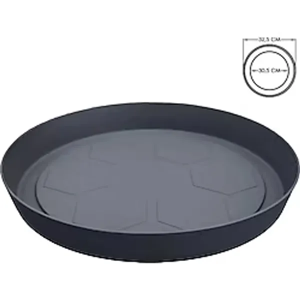 Yalı Saksı Tabağı No7 Antrasit 32,5cm Serinova Toxa Saksısı Altlığı 7 Numara Plastik Tabak Altlık
