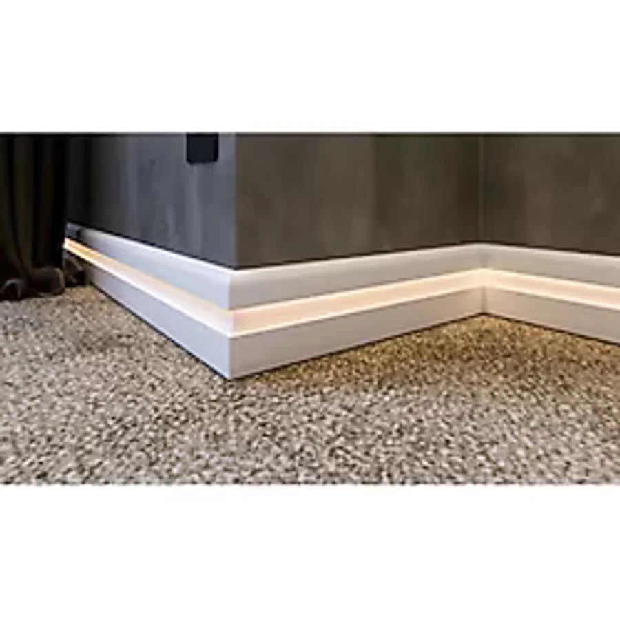 Yalı Serisi Lake Beyaz LED Kanallı Model Ledli 12CM Pvc Süpürgelik