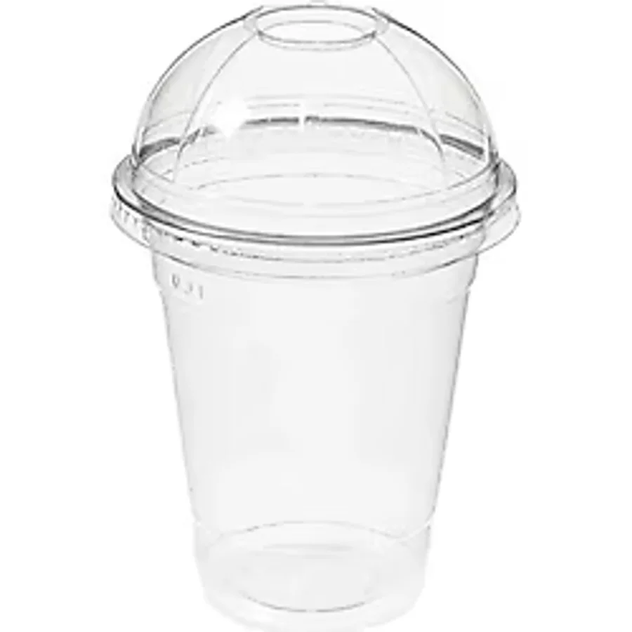 Yalova Ambalaj 350CC Pet Plastik Limonata Milkshake Bardağı 50 Adet Kapaklı
