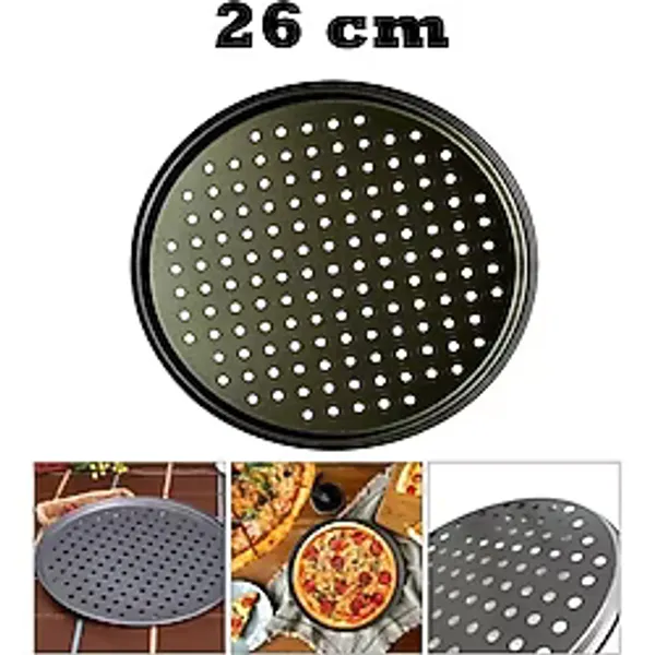 Yanmaz Yapışmaz Delikli Teflon Pizza Tepsisi Tavası 26cm