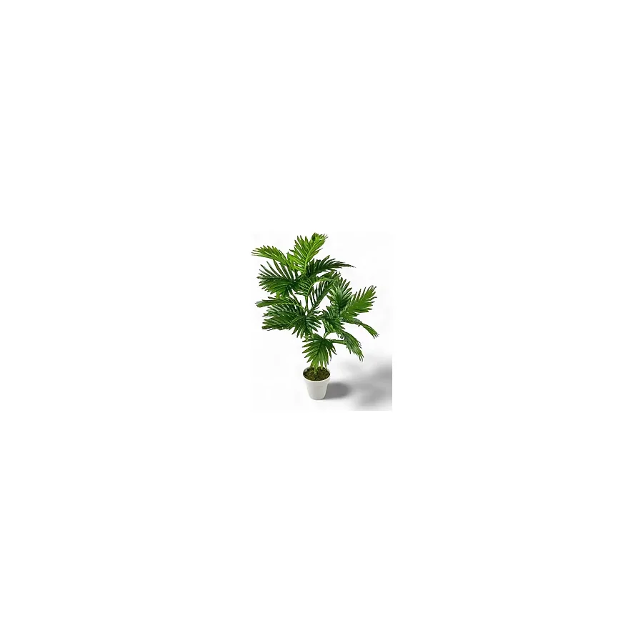 Yapay Çiçek Areka Palmiye Ağacı 85Cm 2Dal Salon Çiçeği Beyaz Saksılı Yapay Bitki