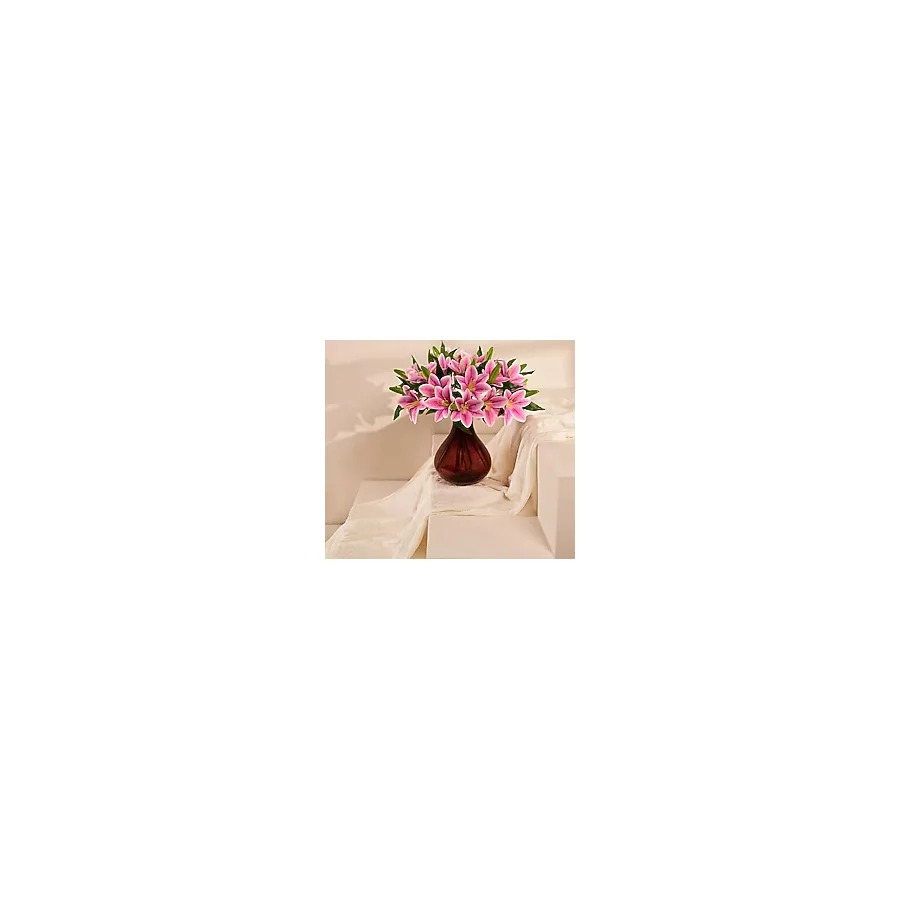 Yapay Çiçek Marketim Mor Yapay Zambak Çiçeği 2 Dallı Premium Canlı Islak Dokulu Dekoratif Vazo Çiçeği 45 cm