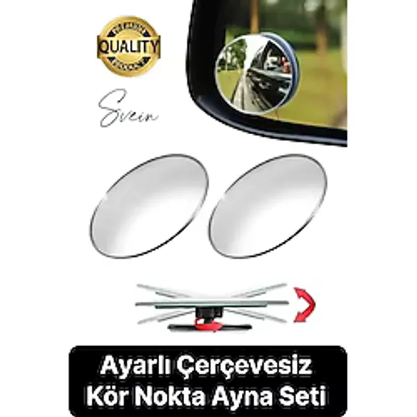 Yapışkanlı Geniş Açı 2 Adet Ayarlanabilir Kör Nokta Aynası Park Etme Çerçevesiz Etkili Görüş Açısı