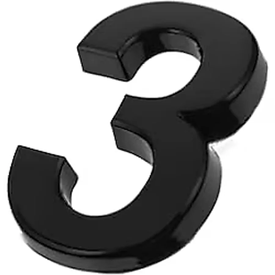 Yapışkanlı Kapı Numarası Küçük Boy 50 Mm 5 Cm Numara 3 Rakam Üç Sayısı Siyah Renk Numaralar 1 Adet