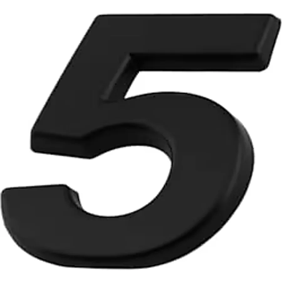 Yapışkanlı Kapı Numarası Küçük Boy 50 Mm 5 Cm Numara 5 Rakam Beş Sayısı Siyah Renk Numaralar 1 Adet