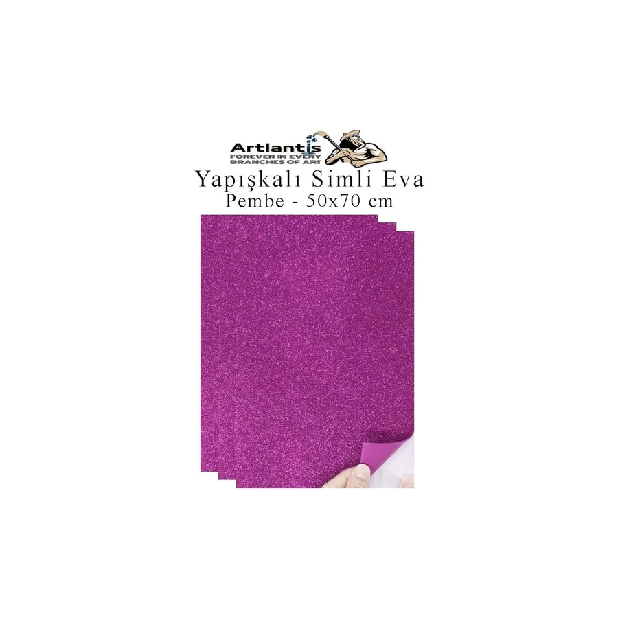 Yapışkanlı Simli Eva 50X70 cm 3 Adet Simli Yapışkanlı Eva Süngeri Okul Kreş Anasınıfı Elişi Etkinlikleri Hobi