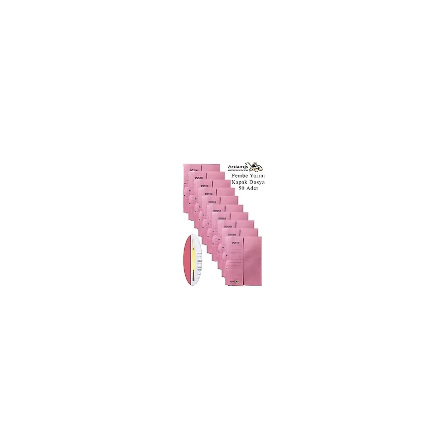 Yarım Kapak Telli Dosya Pembe Karton 50 Adet Karton Yarım Kapaklı Kapsüllü Dosya A4 Boy 24X32 cm Klasör İçin Büro Ofis - Standart