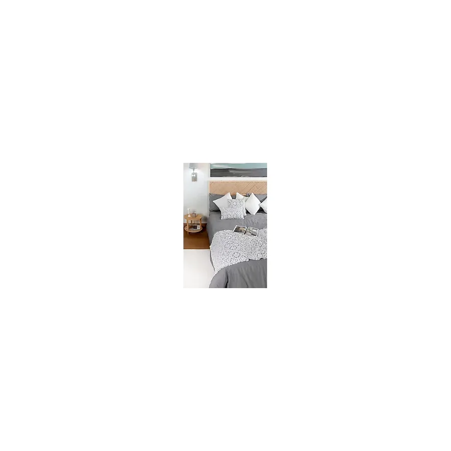 Yatak Runner Kırlent Seti Bohem Punch Panç Desen Yatak Örtüsü Motif Gri - 80 x 230 cm