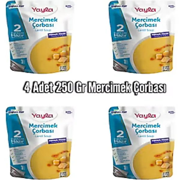 Yayla 4 Adet 250 Gr Mercimek Çorbası Aç Isıt Ye Hazır Yemek