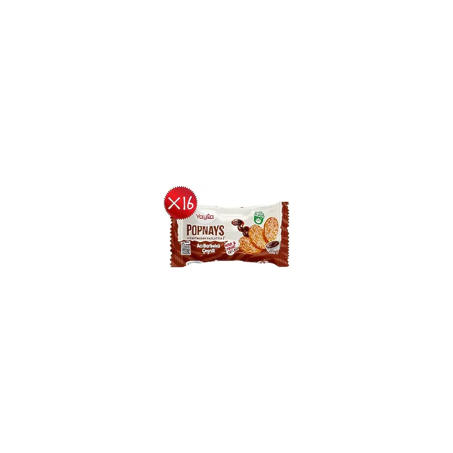 Yayla Popnays Acı Barbekü Çeşnili Mısır ve Pirinç Patlağı 68 g x16