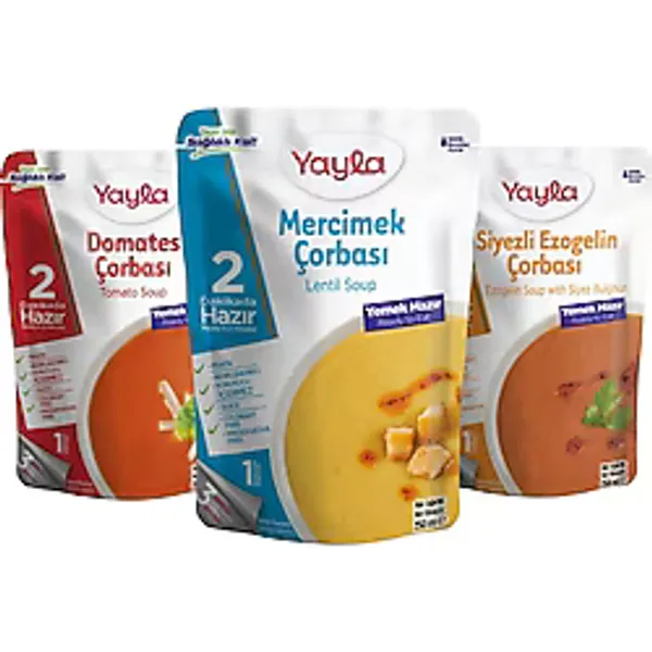 Yayla Yemek Hazır Çorba 750 gr Pratik Kullanım ile Türkiye Menşeli 3'lü Karma Paket
