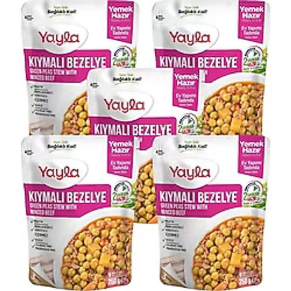 Yayla Yemek Hazır Kıymalı Bezelye 250 gr X 5 - 1250 gr