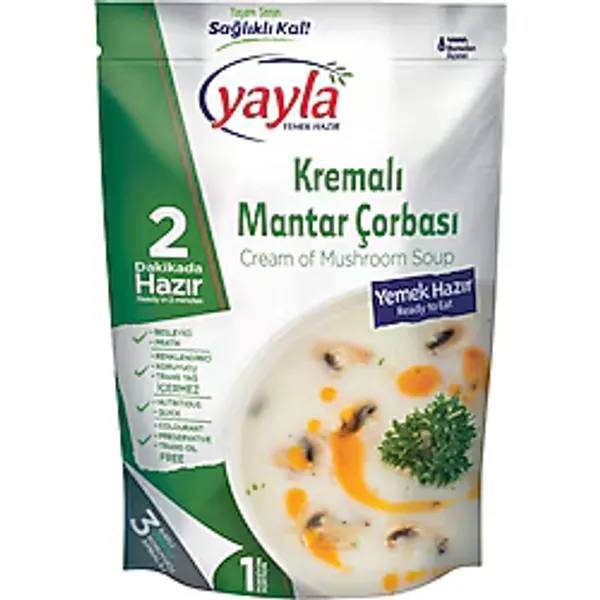 Yayla Yemek Hazır Kremalı Mantar Çorbası 250 gr Türkiye Menşeli Pratik ve Hızlı Hazırlanır