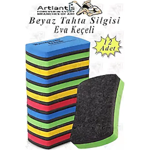 Yazı Tahta Silgisi Eva 12 Adet Beyaz Yazı Tahtası Silgisi Kaliteli Keçe Uçlu Eva Okul Sınıf Ofis Kuru Silgi