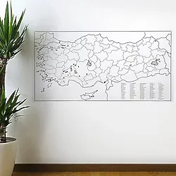 Yazılabilir Türkiye Haritası Manyetik Duvar Stickerı 110 x 56 cm