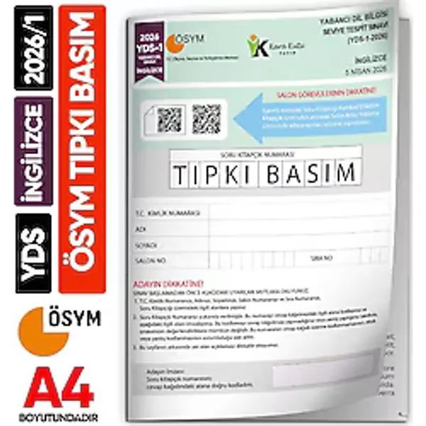 YDS İngilizce 2026/1 Yabancı Dil Sınavı ÖSYM Tıpkı Basım Çıkmış Soru Deneme Kitapçığı (e-YDS uygun)