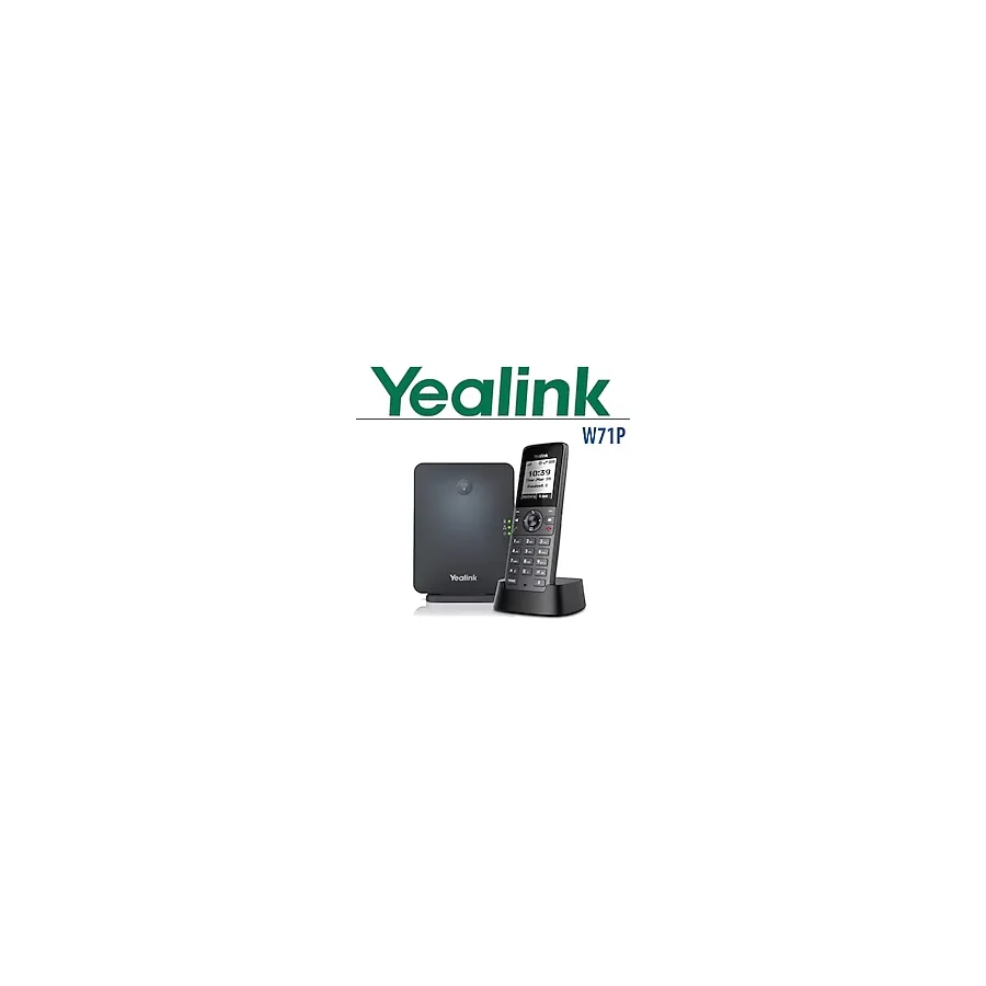 Yealink W71P SIP DECT IP Telefon Seti - W70B Baz İstasyonu + W71H Kablosuz El Terminali, HD Ses VoIP Telefon