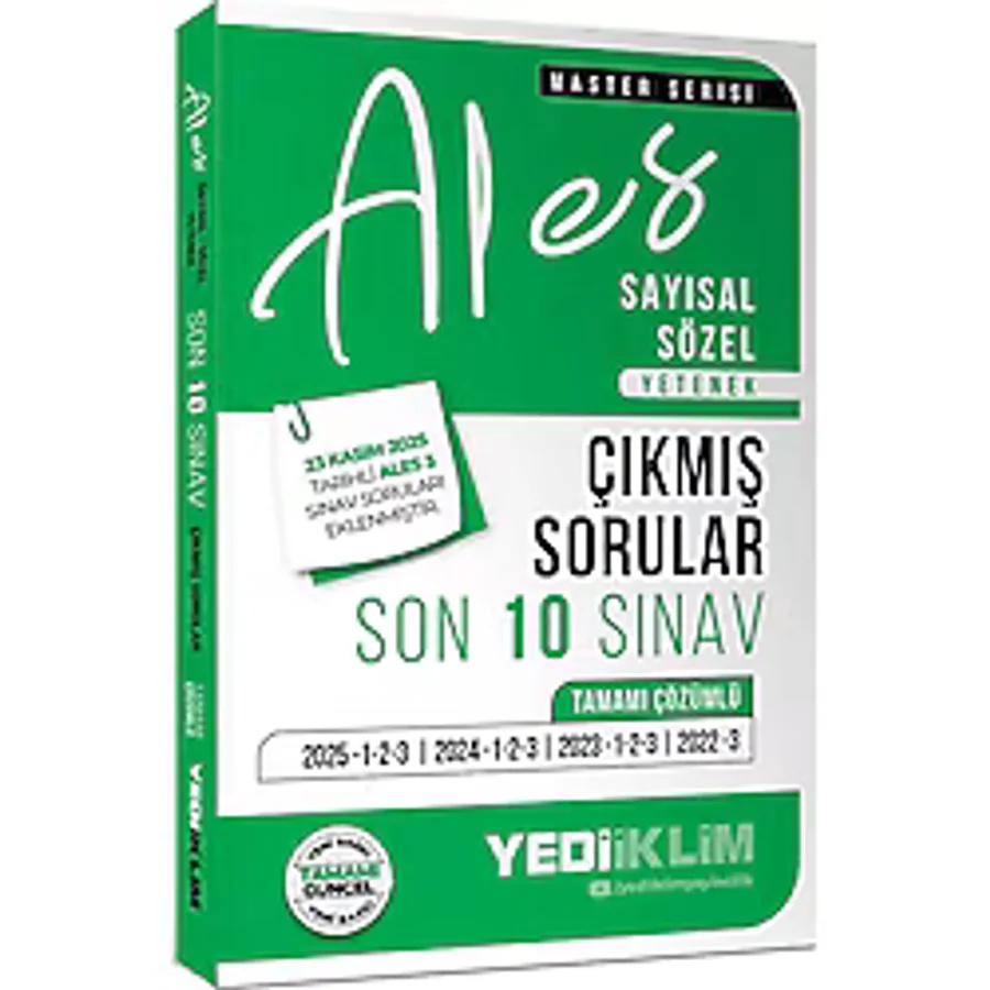 Yediiklim 2026 ALES Sayısal Sözel Yetenek Tamamı Çözümlü Son 10 Sınav Çıkmış Sorular