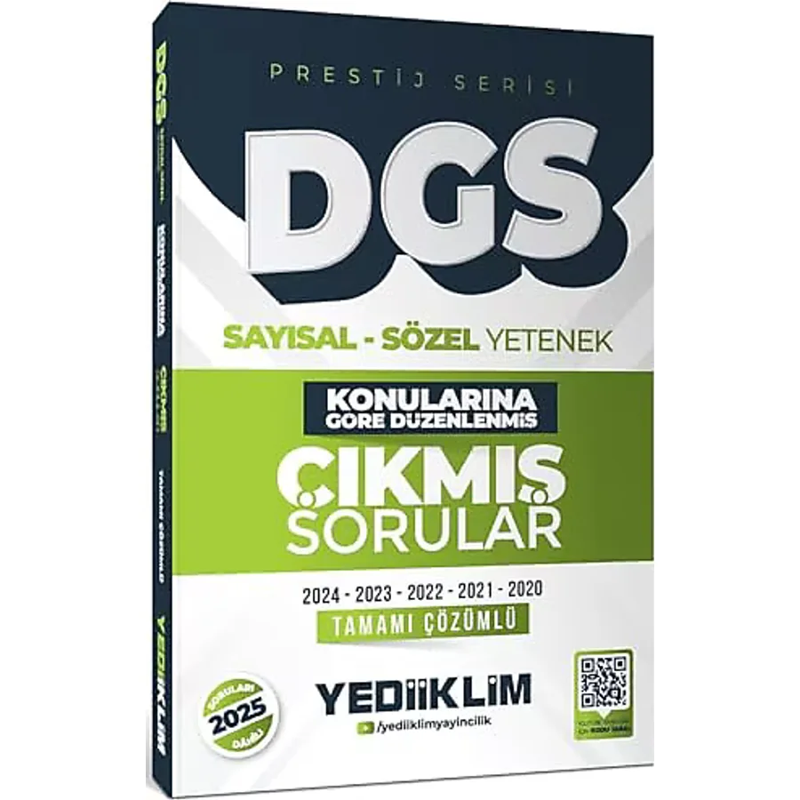 Yediiklim 2026 DGS Prestij Serisi Sayısal Sözel Yetenek Konularına Göre Düzenlenmiş Tamamı Çözümlü Çıkmış Sorular