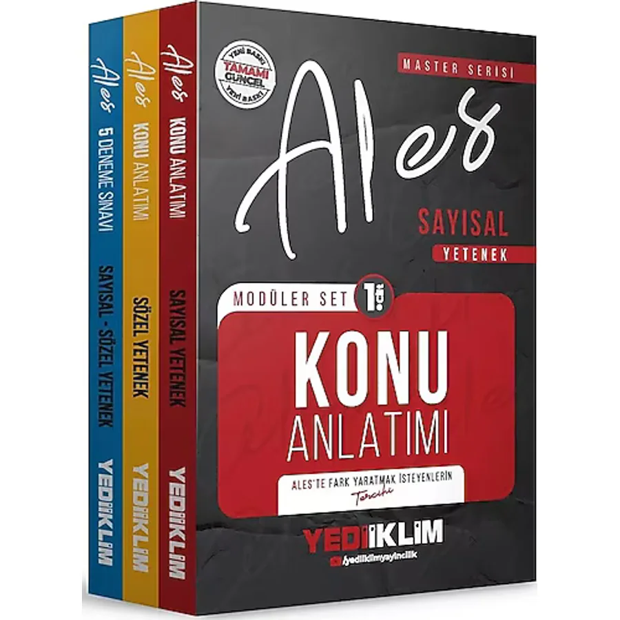 Yediiklim 2026 Master Serisi ALES Sayısal Sözel Yetenek Modüler Set+5 Deneme 3 Kitap