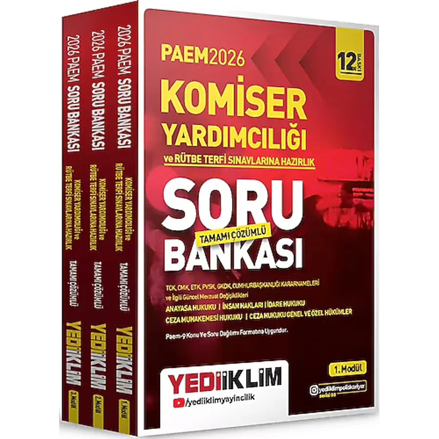 Yediiklim 2026 PAEM Komiser Yardımcılığı ve Rütbe Terfi Sınavlarına Hazırlık Modüler Set Tamamı Çözümlü Soru Bankası 3 Modül