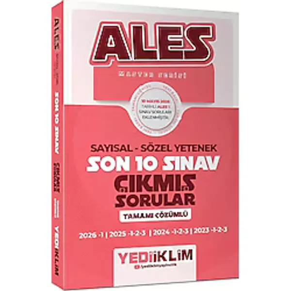 Yediiklim ALES Master Serisi Sayısal Sözel Yetenek Tamamı Çözümlü Son 10 Sınav Çıkmış Sorular