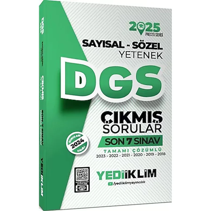 Yediiklim Yayınları 2025 Dgs Sayısal Sözel Yetenek Tamamı Çözümlü Son 7 Sınav Çıkmış Sorular